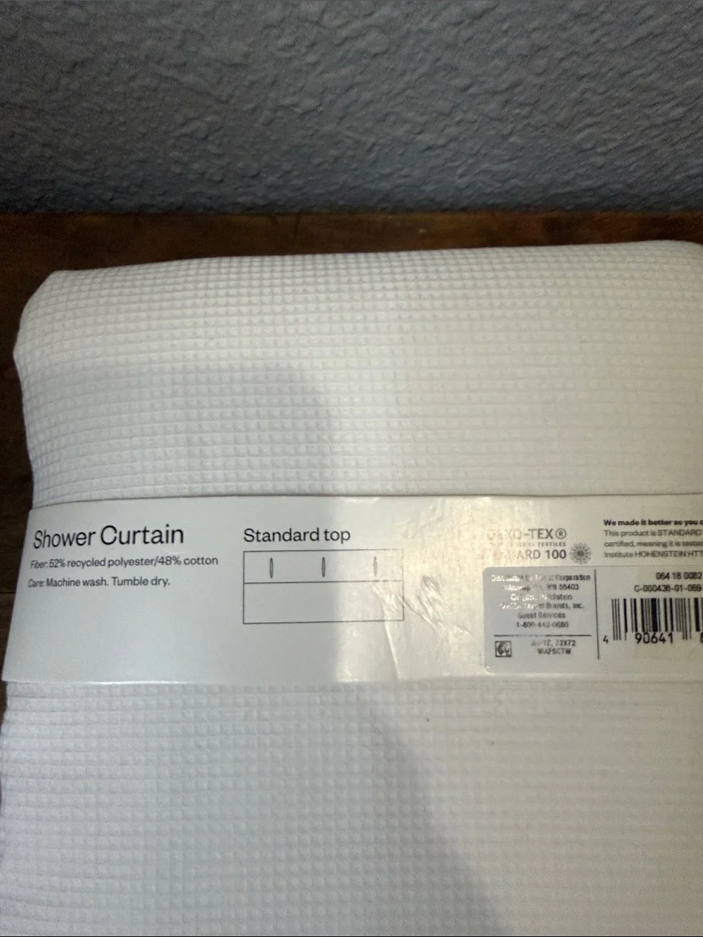 Room Essentials White Waffle Weave Shower Curtain - Textured Fabric